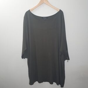 Ulla Popken Boat Neck Zipper Sleeve Top Size 28